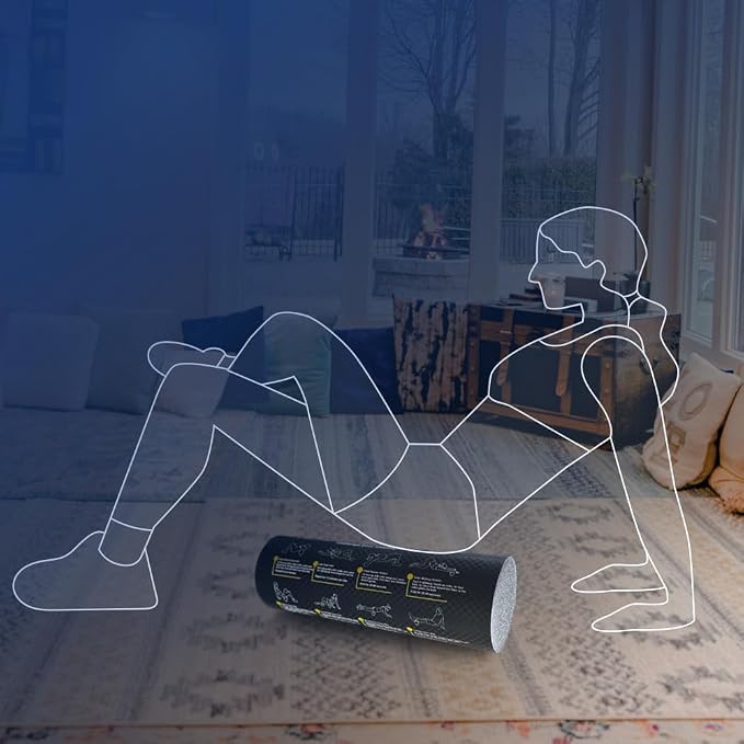 Foam Roller with Printed Exercises - 17.7''x 6'' Lightweight EPE/PE Exercise Roller Foam - Includes 12 Guided Stability, Mobility & Recovery Moves - Dual Color Instructional Design