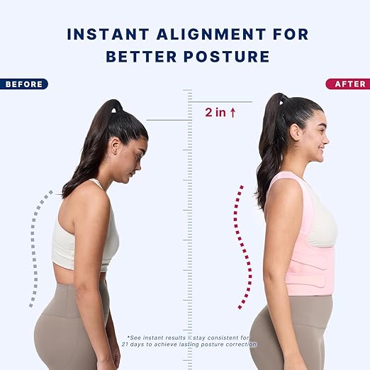 Fit Geno Posture Corrector for Women & Men, Adjustable Upper Back Brace | 4 fiberglass stays with breathable mesh gently pull your shoulders back to correct rounded posture and ease upper back strain