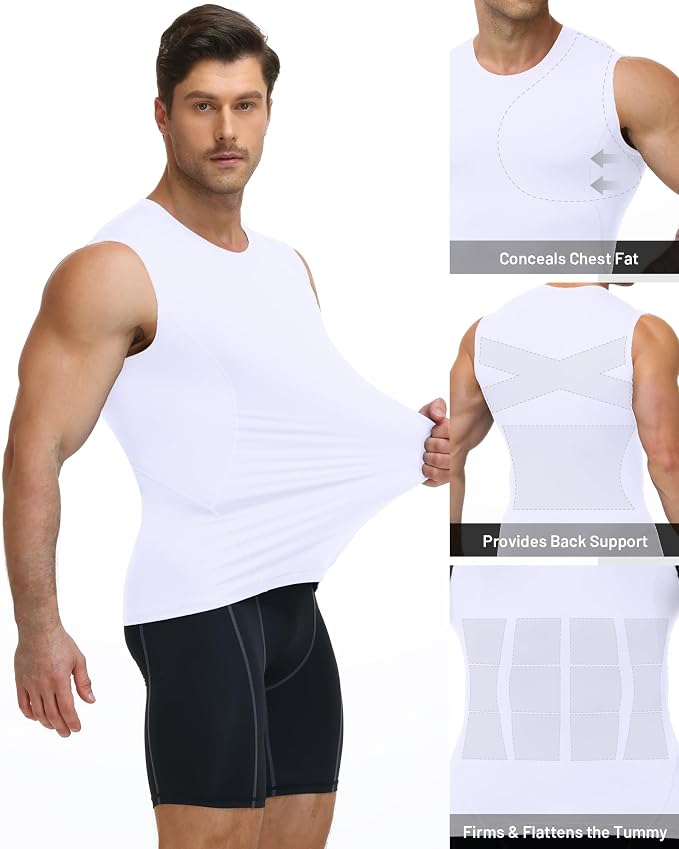 Mens Sleeveless Compression Shirt Athletic Workout Tank Top Quick Dry Muscle Base Layer Undershirt Gym Running