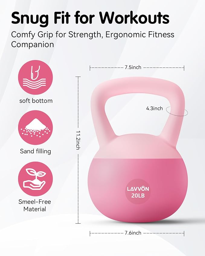 Soft Kettlebell - Cushioned Impact-Resistant Base and Anti-Slip | Kettle bell Anti-Slip Grip Weight for Home Workouts, Safe Strength Training Kettlebells Sets for Women& Men - Non-Slip Gloves