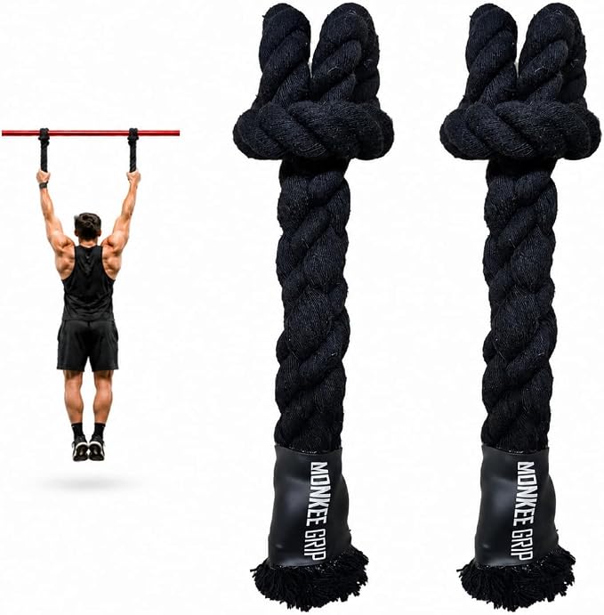 Rope Grips Cotton Black (Pair) Pull-up, Grip Strength,