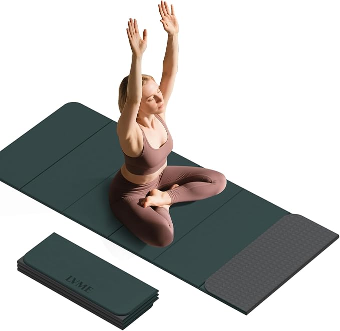 LVME Foldable Yoga Mat, 71"x24"x1/3" Thick(8mm), Non Slip Exercise Mat | SGS Certified POE, Fitness Travel Mat, Easy To Store, Foldable for Exercise, Yoga, Pilates, Home Workouts