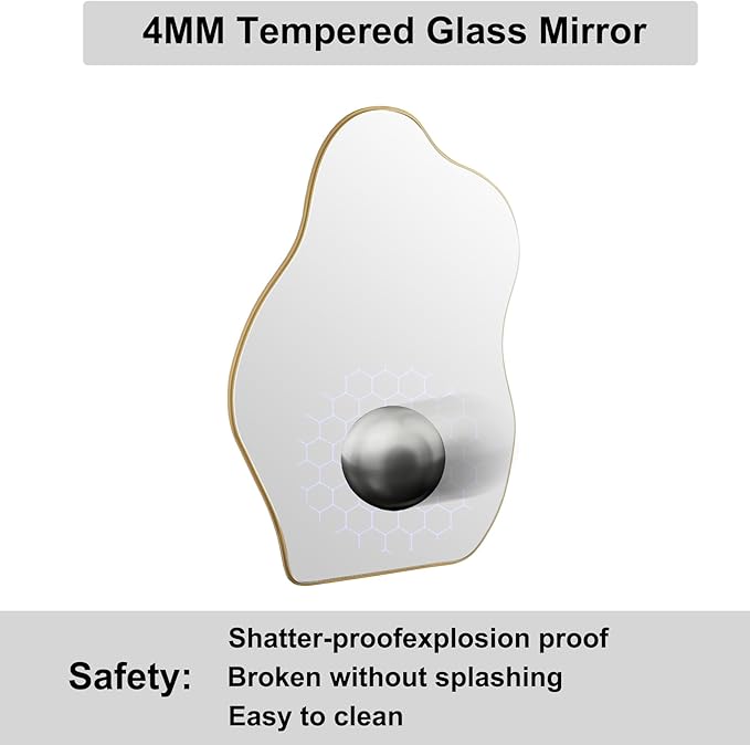 BOMINICA Irregular Wall Mirror - Asymmetrical Mirror for Bathroom, Living Room, Entryway, Bedroom - 20" x 28"