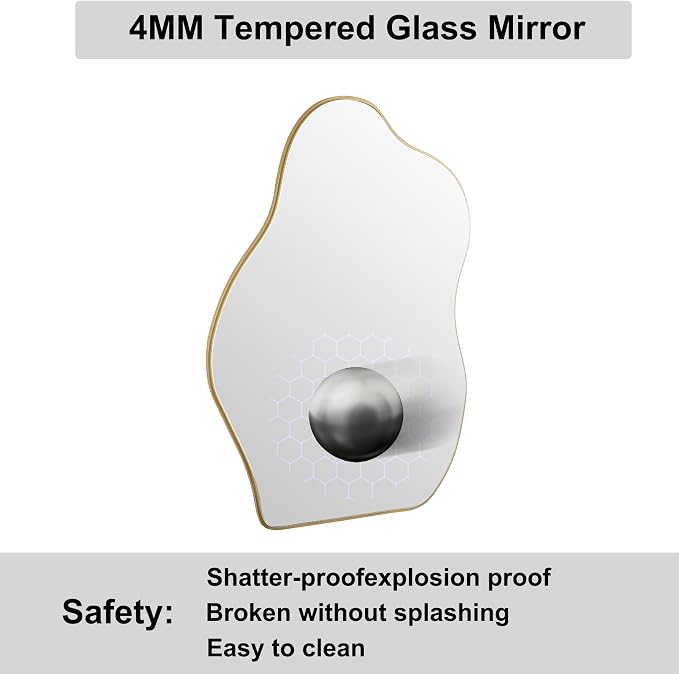 BOMINICA Irregular Wall Mirror Asymmetrical Mirror, Decorative Wall Mounted Mirror for Bathroom Living Room Entryway Bedroom Hallway (Black, 24" x 36")