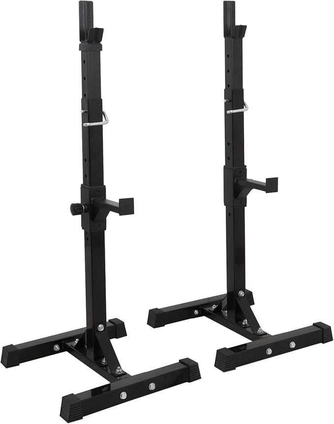 Pair of Adjustable Squat Rack 40inch-66inch Barbell Bracket Solid Steel Free Press Bench, Home Gym Portable Dumbbell Racks Stands, Family Sports Fitness Equipment,Black