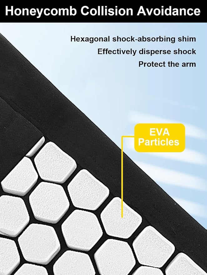 Honeycomb Anti Collision Padded Arm Sleeves - 2 Pack for Basketball, Football, Volleyball
