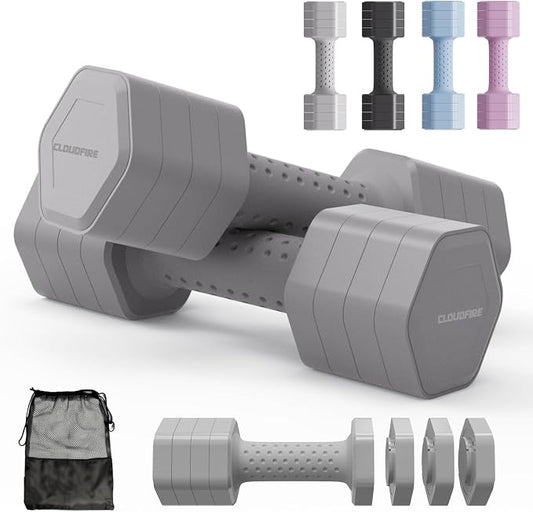 Adjustable Dumbbell Set of 2, 4 in 1 Free Weights Dumbbells Set, Hand Weights for Women at Home, 5 lb Dumbbells Set with Non-slip Comfort Handle for Home Gym Exercise Workout Training