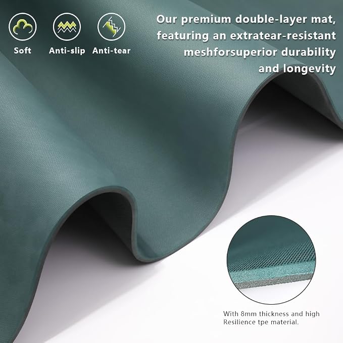 Wide Yoga Mat-80cm Extra Thick 1/3'' Fitness Exercise Mat Carry Strap
