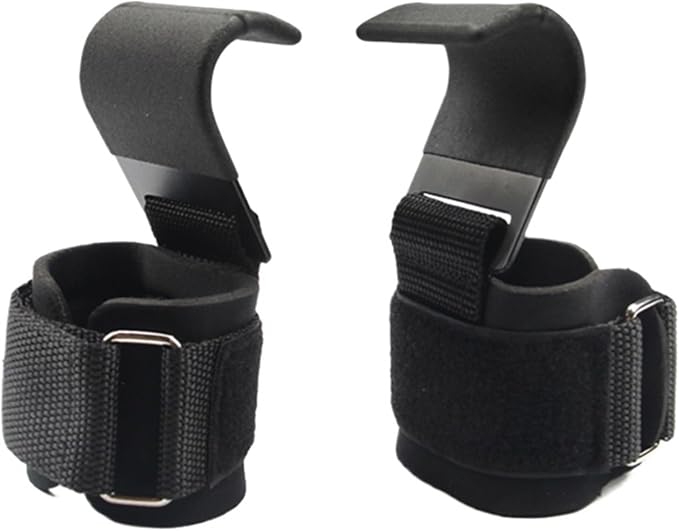 Weight Lifting Hook Grips with Wrist Wraps Hand-Bar Strap Gym Fitness Pull-Ups Power Gloves