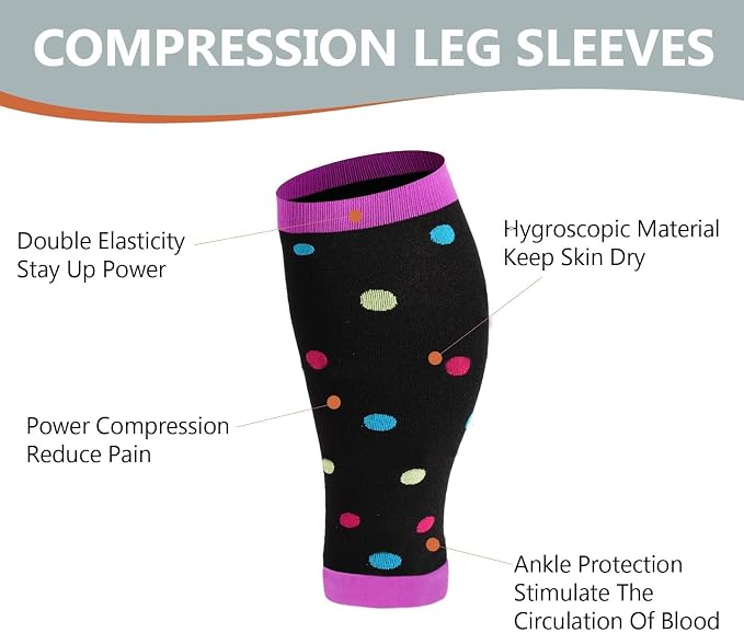 Plus Size Compression Leg Sleeves for Women& Men 15-20mmHg Wide Calf Knee High Leg Sleeves