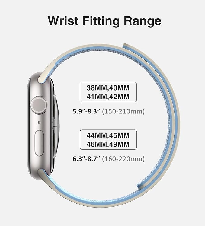 Magnetic Silicone Band Compatible with Apple Watch Band Ultra 3/2/1 & SE 3/2/1 & Series 11 10 9 8 7 6 5 4 3 49mm 46mm 45mm 44mm Strong Magnetic Clasp, Waterproof & Adjustable (White + Blue)