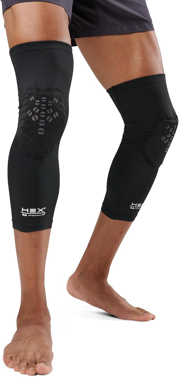 Knee Compression Sleeves: McDavid Hex Knee Pads Compression Leg Sleeve for Basketball, Volleyball, Weightlifting, and More - Pair of Sleeves