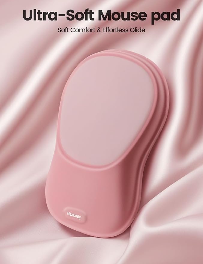 meatanty Mouse Pad with Wrist Rest, Ergonomic Mouse Wrist Support, Desk Mouse Mat Computer Accessories, Comfortable Palm Hand Pain Relief, Cute Non-Slip Laptop Cushion, Office Home Gaming Women-Pink