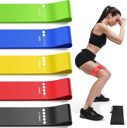 Resistance Bands for Working Out, Exercise Bands Resistance Bands Set with 5 Resistance Levels, Multi-Colored Workout Bands for Indoor & Outdoor Fitness, Leg Strength Training, Yoga