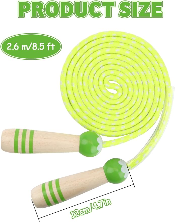 Jump Rope for Kids, Lorvain Adjustable Skipping Rope | Kids Jump Ropes with Wooden Handle for Girls Boys, Weighted Jumping Ropes for Fitness Workout Exercise Outdoor Fun Activity