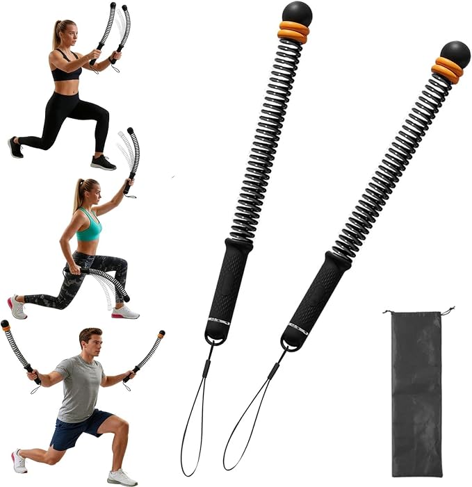 Adjustable Ropeless Battle Ropes for Home Gym -3Lbs(Black) | Portable Cordless Battle Ropes with Storage Bag, Battle Rope Sticks for HIIT,Strength & Low-Impact Full Body Workout