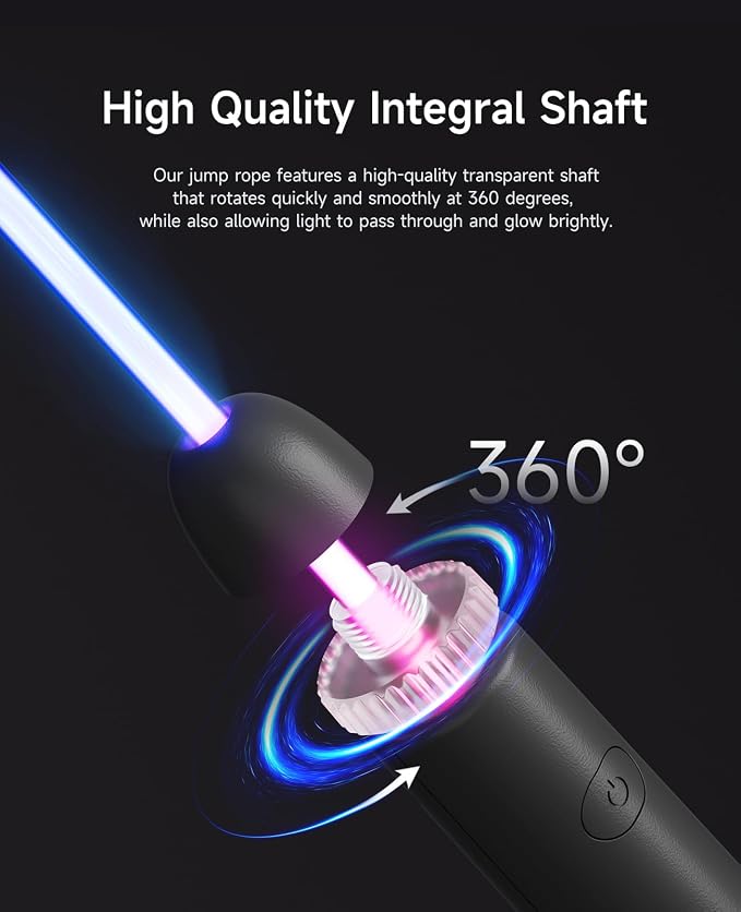 LED Jump Rope for Kids, Glow in The Dark Fun Fitness Gift | Rechargeable, 180-day battery, 9.2ft for ages 6+, colorful LED modes, birthday gift, outdoor fun