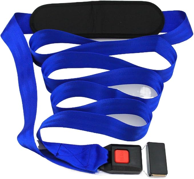 Mobilization Belt with Adjustable Thick Cushioning Pad – Ideal for Physical Therapy, Rehabilitation, Stretching & Mobility Training – Durable Traction Equipment for Therapists and Home Use (Blue)