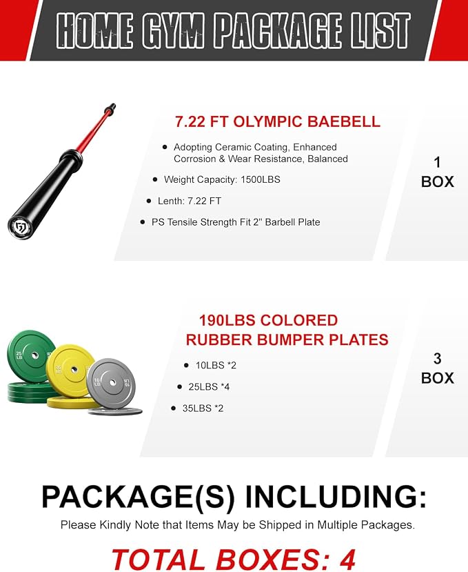 PB01 7FT Olympic Barbell, Weight Bar with Knurled Grip for Squats, Deadlifts, Weightlifting, Strength Training, Bench Press, Fits 2-inch Standard Weight Plates, 1500LB Capacity