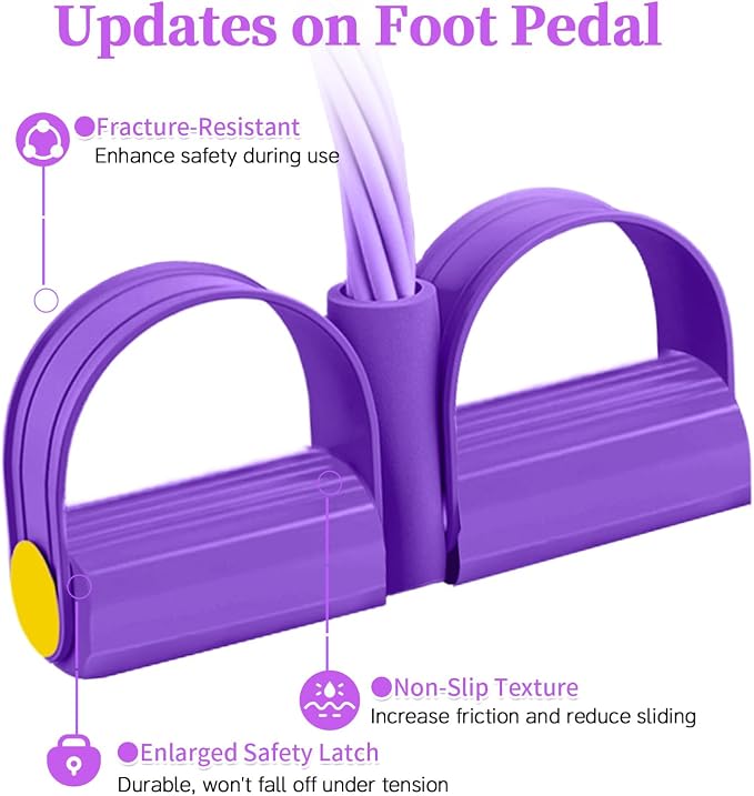 Pedal Resistance Bands with Handles, Durable 6-Tubes Multifunction Pedal Resistance Band, Natural Rubber Foot Pedal Resistance Bands, Fitness Resistance Bands for Abdomen, Waist, Arm, Leg