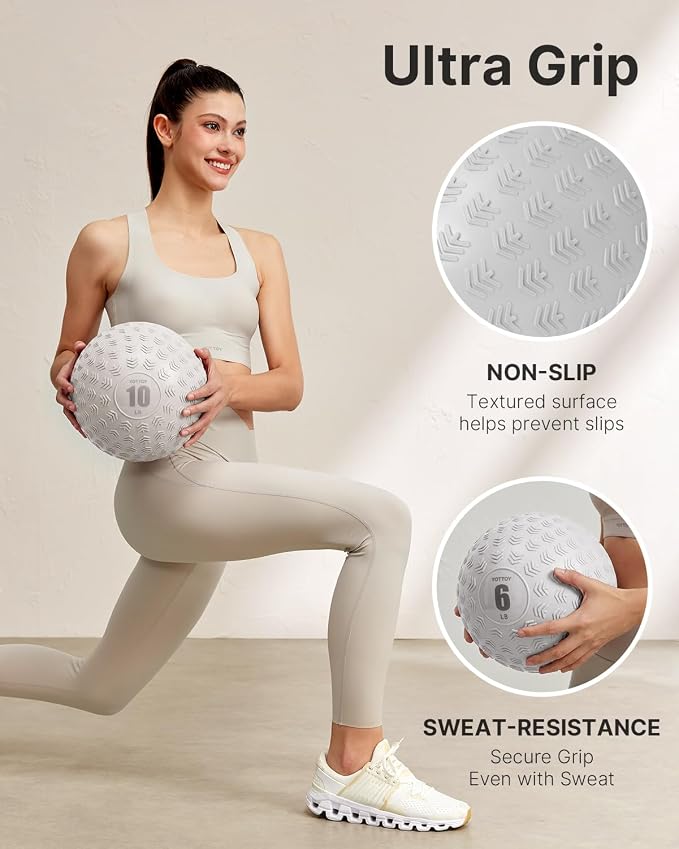 YOTTOY Slam Ball Medicine Ball, Sand-Filled No Bounce Weighted Ball with Textured Grip for Exercise, Strength Conditioning, Cardio, Core Workouts and Cross Training