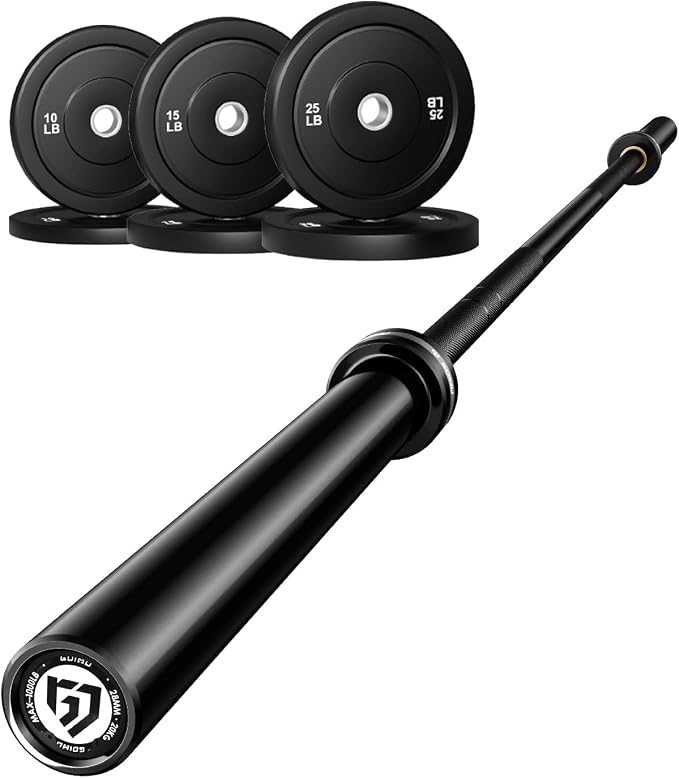 PB01 7FT Olympic Barbell, Weight Bar with Knurled Grip for Squats, Deadlifts, Weightlifting, Strength Training, Bench Press, Fits 2-inch Standard Weight Plates, 1500LB Capacity