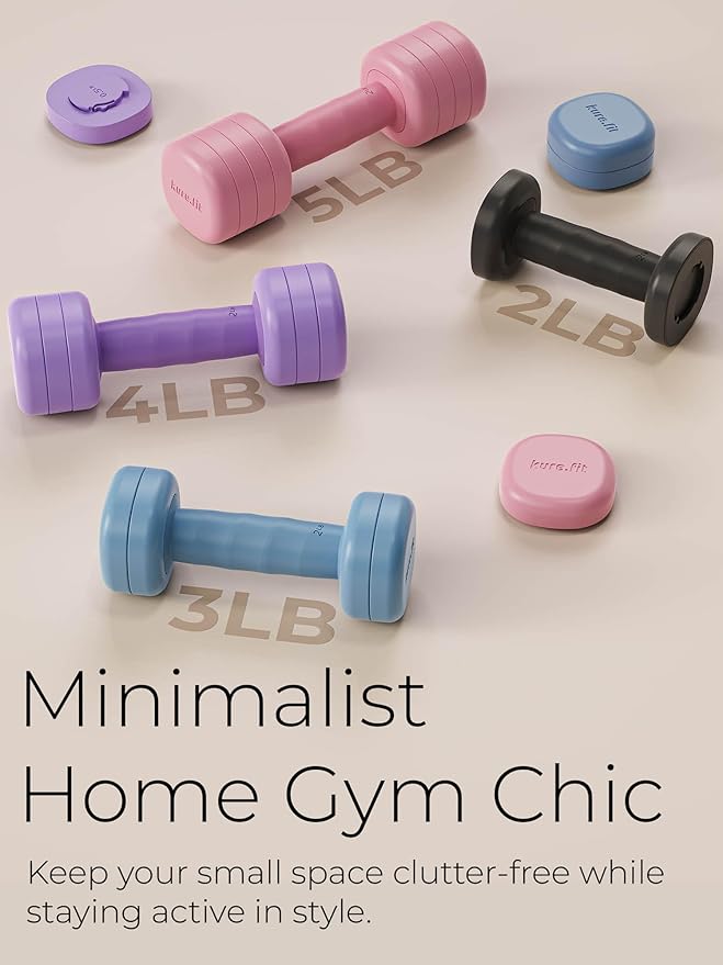Adjustable Dumbbell Set｜2LB 3LB 4LB 5LB Light Hand Weights for Women｜One-Twist Weight Adjustment｜Non-Slip Curved Grip Handle｜Free Weights for Home Gym, Rehab, Pilates, Yoga, Strength Training