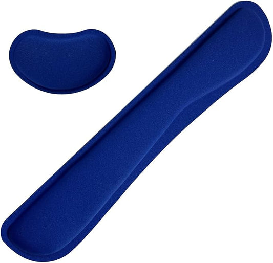 Keyboard Wrist Rest Mouse Wrist Support Set, Memory Foam Wrist Rest Pad for Computer Laptop Keyboard Mouse, Ergonomic Wrist Cushion Support for Typing Pain Relief, Gaming Home Office, Blue