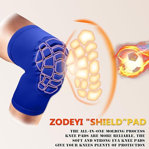 Wrestling Knee Pads Short Knee Sleeve, 2 Pcs Knee Compression Sleeve for Football, Basketball, Volleyball(Blue_M_2 Pcs)
