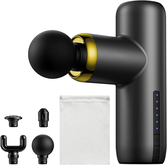 Mini Massage Gun Pocket-Sized Massage Gun Deep Tissue Quiet, Portable Percussion Muscle Travel Massager Gun,Back/Neck Massager for Pain Relief Deep Tissue (Black)