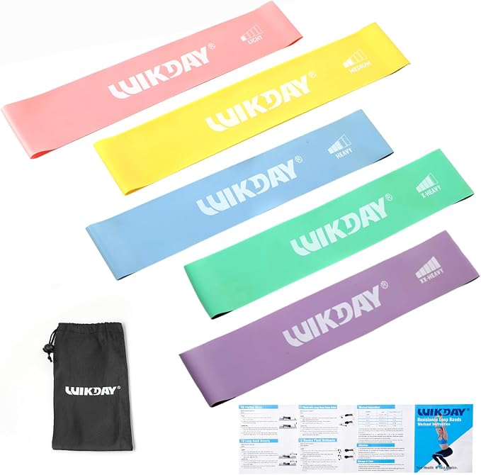WIKDAY Resistance Bands for Working Out Exercise Loop Bands Workout Bands Set for Men Women Body Stretching, Crossfit Training, Home Workout, Physical Therapy, Booty Legs, Set of 5