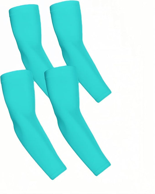 KUHNMARVIN 2 Pairs Arm Sleeves Compression UV Protection Cooling Sun Sleeves Tattoo Cover Up Basketball Arm Sleeves Football