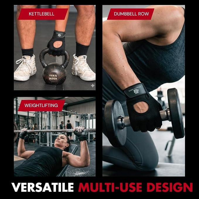New Grip 2.0 Ventilated Weight Lifting Workout Gloves with Wrist Wraps for Gym Exercise, Weightlifting, Pull Ups - for Men & Women