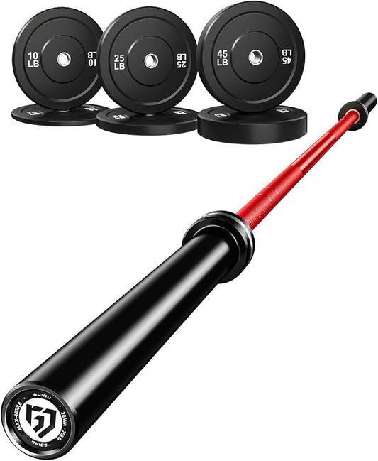 PB01 7FT Olympic Barbell, Weight Bar with Knurled Grip for Squats, Deadlifts, Weightlifting, Strength Training, Bench Press, Fits 2-inch Standard Weight Plates, 1500LB Capacity