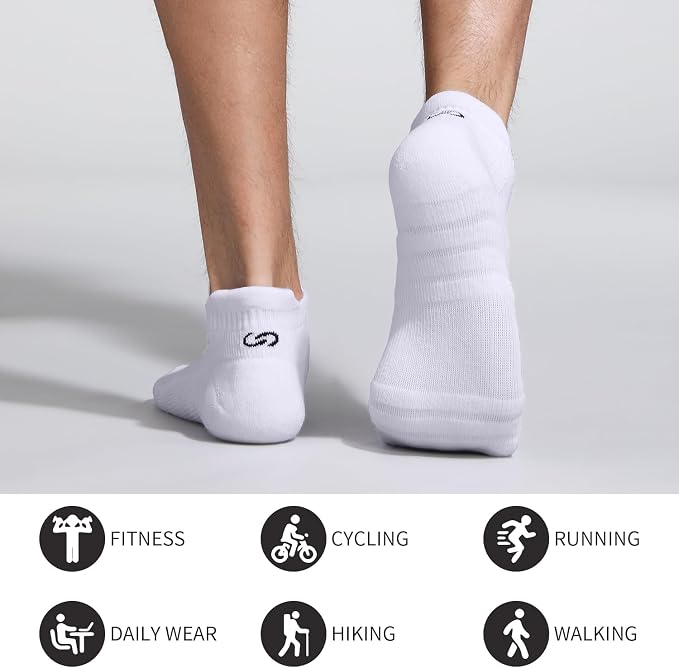 Lapulas Athletic Running Ankle Socks, Low Cut Cushioned Anti-Blister Tab Sports Socks Men Women 6Pairs