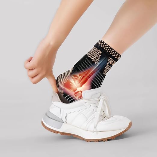 LISEPWU Copper Ankle Brace with Adjustable Compression Bandage, Ankle Support Compression Sleeve for Men & Women, for Foot Pain, Sprained Recovery, Achilles Tendonitis, Sports Protection(Black XL)