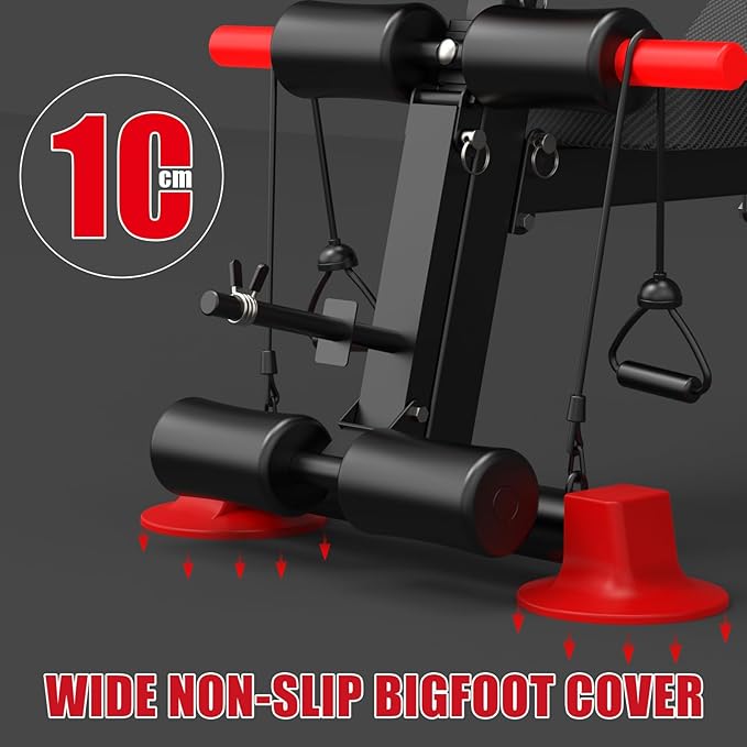 K KiNGKANG Adjustable Weight Bench, Foldable Home Gym, 1050lbs Capacity | Heavy-duty steel frame, 1050lbs max load, 8-level backrest adjustment, no assembly required, compact foldable design