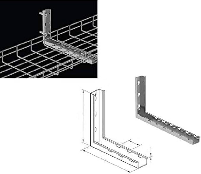 Kable Kontrol L Type Bracket – 4” Width - Wire Mesh Tray Cable Management Rack Cords Organizer Cable Basket, Zinc Plated Steel NEC Approved for Network, Fiber Optic, Cabling Accessory