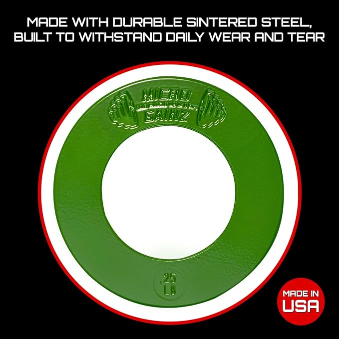 Micro Gainz Calibrated Fractional Weight Plate Set of 2 Plates, Choose Set (.25LB-1.25LB), Designed for Olympic Barbells for Strength Training & Micro Loading Bar Weights, Made in USA