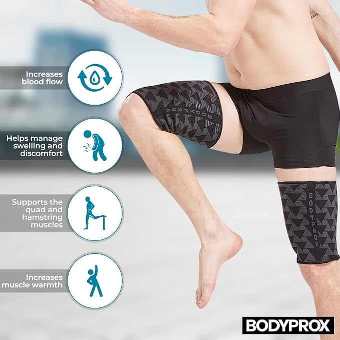 BODYPROX Thigh Compression Sleeve(1 Pair), Hamstring Compression Sleeve for Men and Women