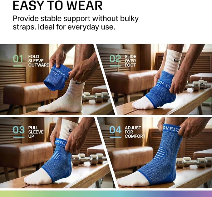 Modvel Foot & Ankle Brace Socks for Sprained Ankle Compression Sleeve - Foot Support for Women & Men - Tendonitis & Arthritis Ankle Brace Sports Running, Torn Ligaments & Women Stabilizing Ankle Wrap