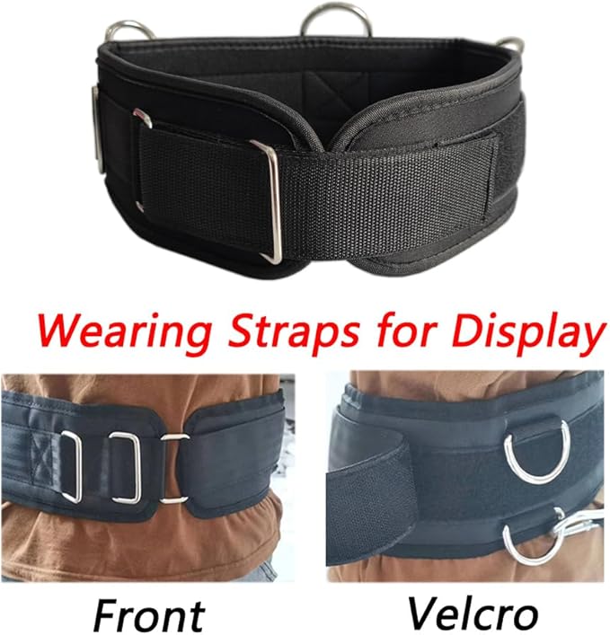 LOOEEL Fitness Resistance Belt Multi Functional Fitness Belt with 5 Rings for Weight Training and Resistance Training of Load Carrying Pull Up Belt Squat
