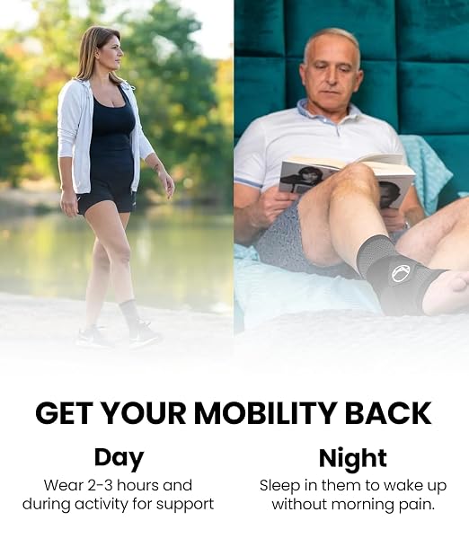 Ankle Compression Sleeve & Ankle Brace for Plantar Fasciitis Relief | Breathable arch support with adjustable straps for women & men; an Achilles tendonitis brace for running and work - 1 sleeve