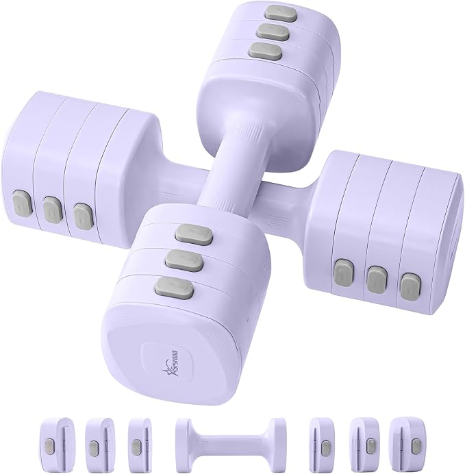 2-in-1 Adjustable Dumbbell & Kettlebell Set for Women (1.1-12.1 lbs), Quick-Change Free Weights for Home Gym, Pilates & Full Body Workout