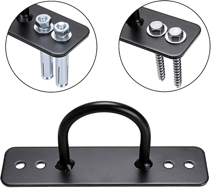 Hipiwe Battle Rope Wall/Ceiling Mount Anchor Bracket for Suspension Straps | Ceiling Hooks For Crossfit Gymnastic Rings, Body Weight Strength Training Systems, Yoga Swings, Boxing Equipment (black)