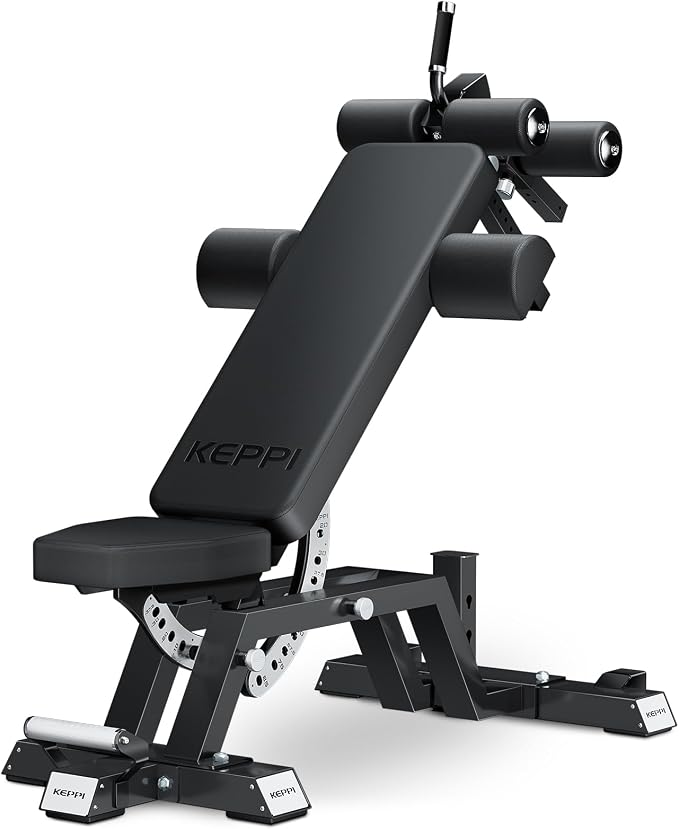 Keppi Fitness Bench6000 Weight Bench, Commercial Grade FID Workout Bench | 2200lb Flat Capacity, 11 Back&8 Seat Specialized Angles for Serious Lifters, 97lb Frame Weight with above 1 Gauge Support