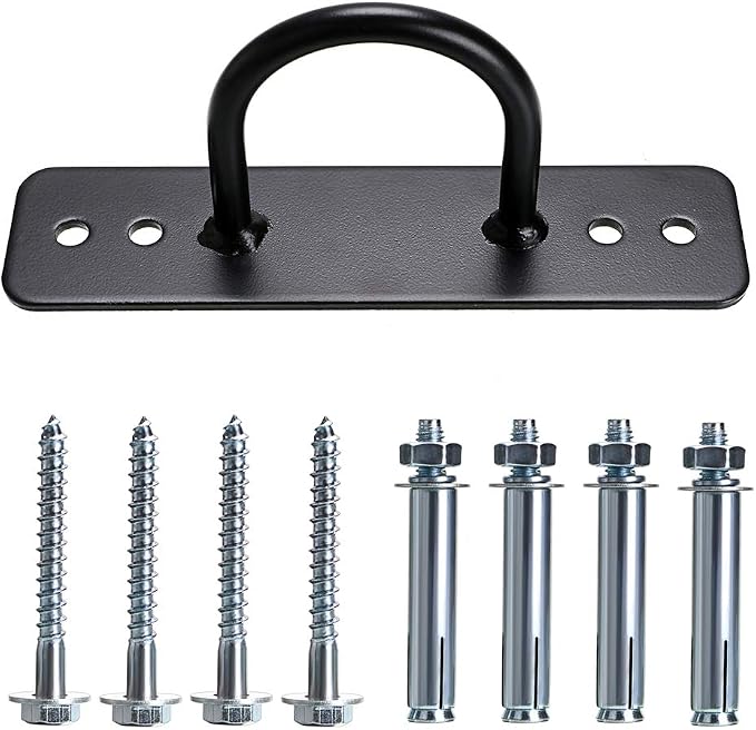 Hipiwe Battle Rope Wall/Ceiling Mount Anchor Bracket for Suspension Straps | Ceiling Hooks For Crossfit Gymnastic Rings, Body Weight Strength Training Systems, Yoga Swings, Boxing Equipment (black)
