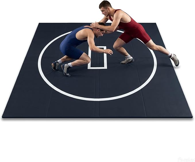 10' x 10' / 10' x 6.5' Foldable Wrestling Mat, Non Slip Waterproof Training Floor Mat for BJJ, MMA, Taekwondo, Grappling, Yoga & Martial Arts Home Workout 1p1