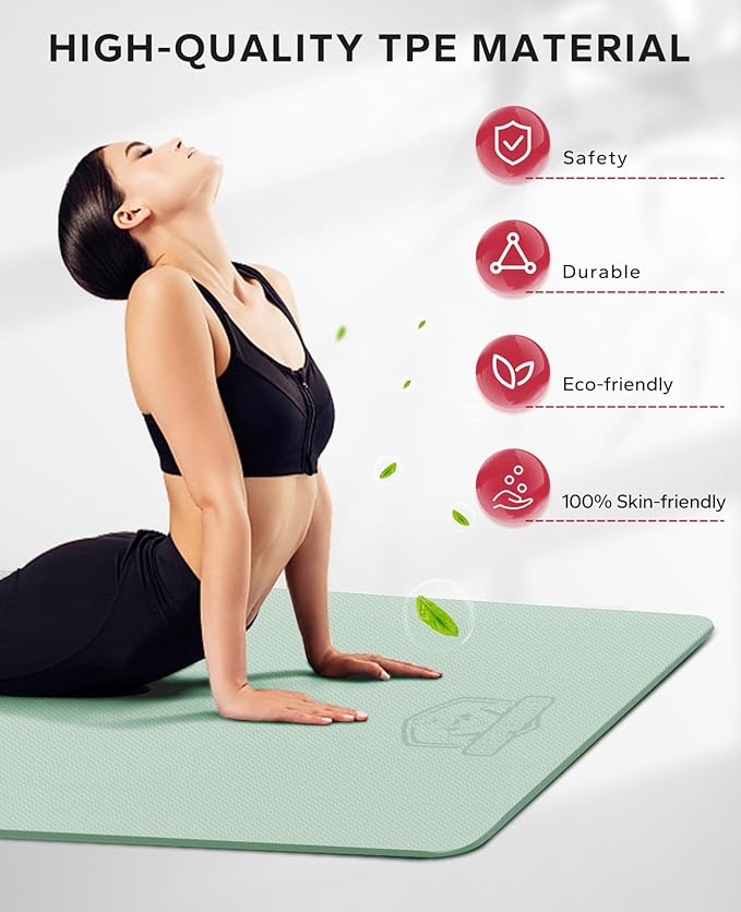 HAPBEAR Extra Large Yoga Mat - 72"x48"x6mm (1/4 inch), Non-Slip, Durable, Thick Wide Exercise Mat for Home Workouts, Yoga, Pilates, Stretching and Cardio Workouts