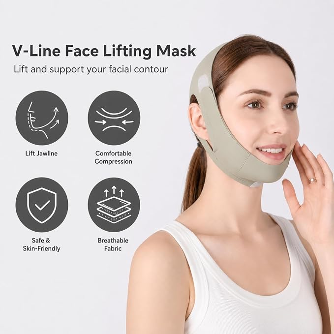 Jaw Strap,Jawline Shaper,Adjustable Chin Strap,Chin Strap for Sleeping,Jaw Strap,Jawline Shaper,Gray